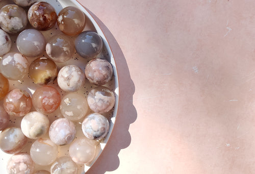 Pastel Flower Agate Mini Spheres - Florida Sol Crystal Co